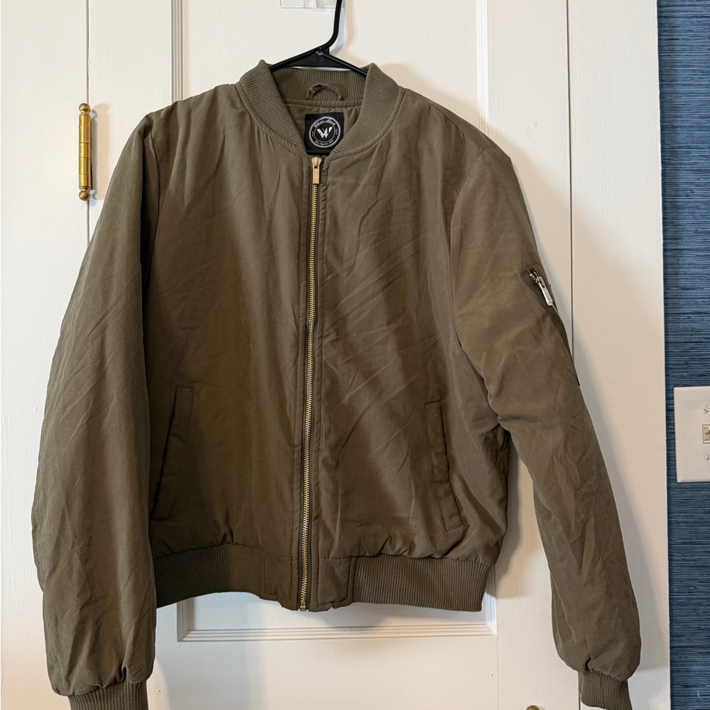 White Mark Khaki Bomber Jacket